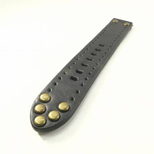 腕時計ベルト ビンテージ加工 黒 幅20mm スタッズ オールレザー 本革 ウォッチベルト 交換用ベルト 替えベルト 腕時計用ベルト AP-110 メール便OK