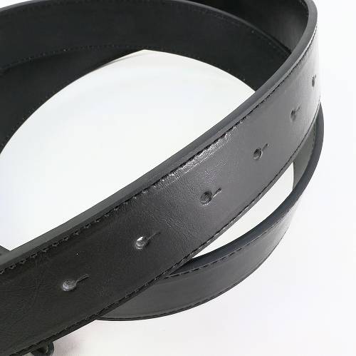 バックルなし 革のみ ベルト 黒 フェイクレザー 約130cm 幅38mm ビンテージ風 ロン...