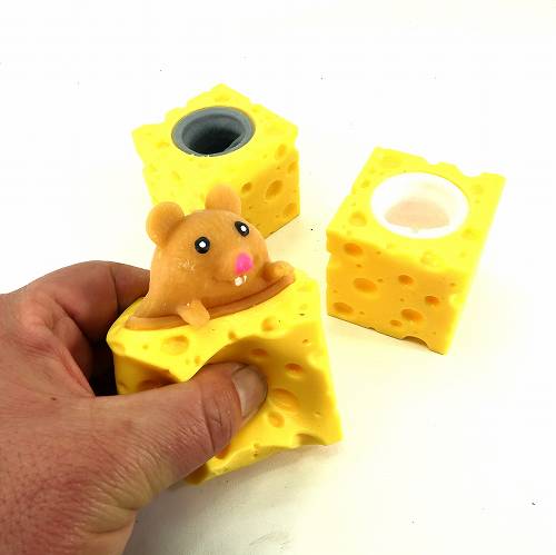 スクイーズ 風 チーズの中からネズミ 3個セット かわいい 動物 ミニチュア アニマ...