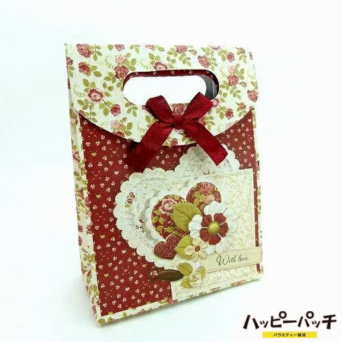 リボン付きマチあり紙袋 B6サイズ 花レース RP-127 簡易ラッピングセット 簡易包装 ギフトバッグ ギフトバック エレガント メール便OK