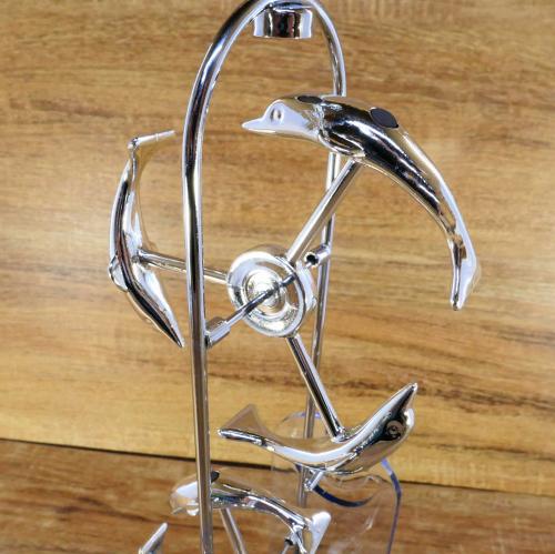 テーブルモビール 電動 やじろべえ イルカ 6頭 縦長 シルバー 科学のインテリア 癒し 動き続ける振り子 置物 バランスアート TM-307 宅配便のみ [3]