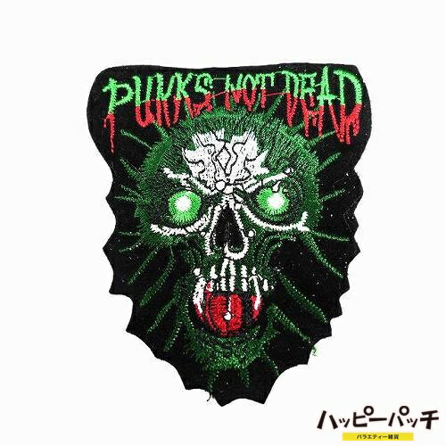 刺繍 ワッペン ドクロ エンブレム WA-28 アイロンプリント PUNKS NOT DEAD メール便OK 1