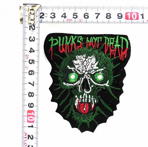 刺繍 ワッペン ドクロ エンブレム WA-28 アイロンプリント PUNKS NOT DEAD メール便OK 2