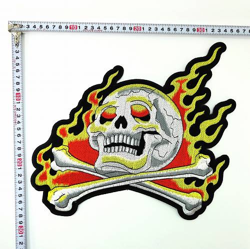 在庫処分 刺繍 ワッペン ビッグ エンブレム ドクロファイアー WF-44 アイロンプリント 宅配便のみ 2
