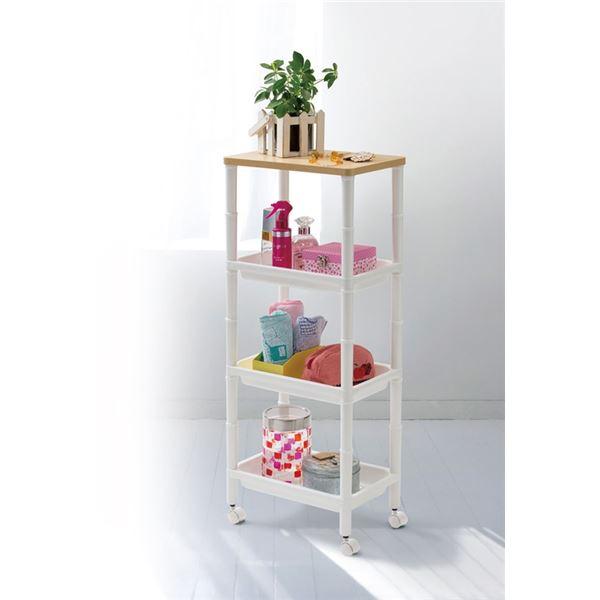 【SALE：12/3 20:00 - 12/11 01:59】収納ラック 収納棚 キャスター付き おしゃれ リビング キッチン 4段 約幅34.9×奥行22.9×高さ88cm