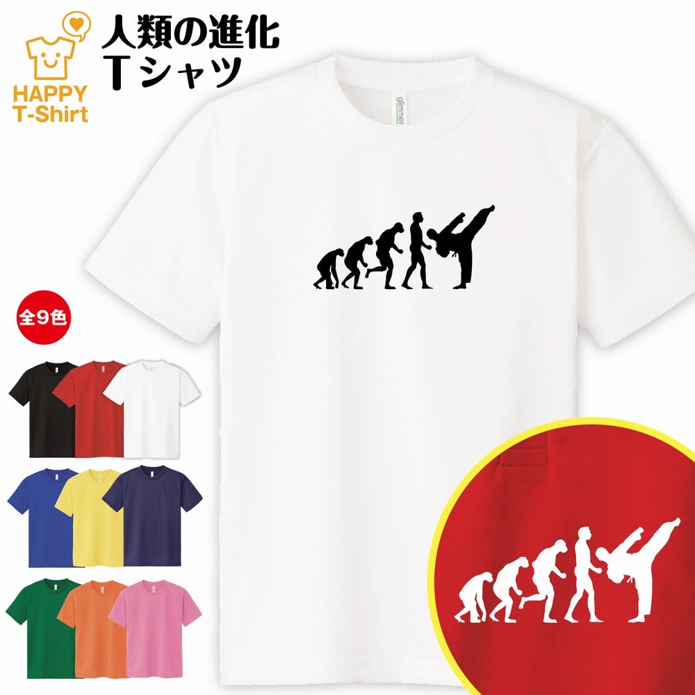 おもしろ tシャツ 空手 tシャツ 人類の進化 ドライ Tシ