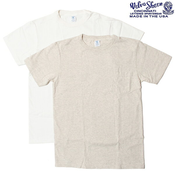 Velva Sheen ベルバシーン Tシャツ 2パック ポケット付き アメリカ製 ホワイト/オートミール