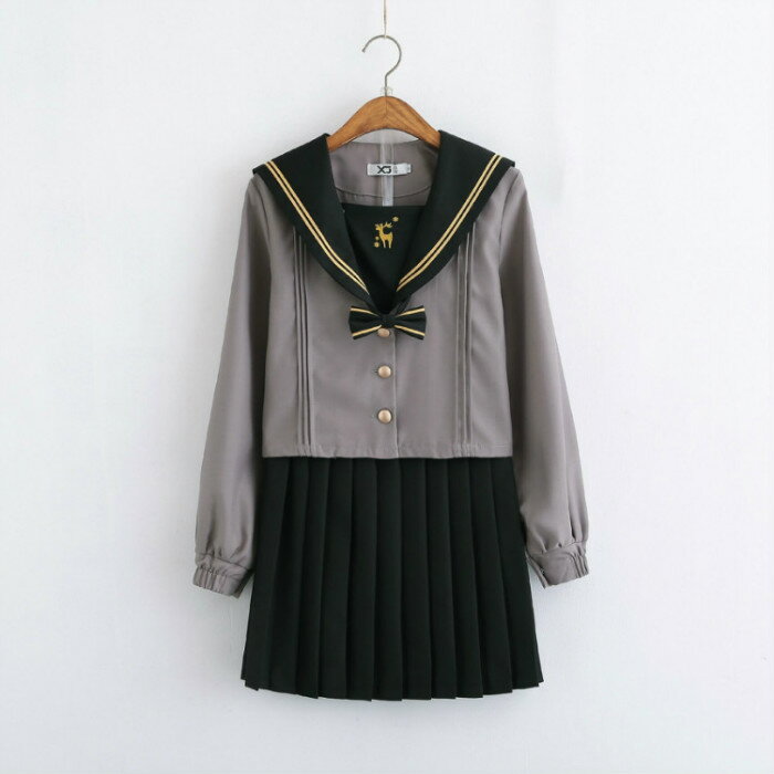 女子 セーラー服 長袖 コスプレ可愛い レディース スクール制服 新入荷 学生服 グレー ブラック 上下４点セット 大人 女子制服 高校生 クリスマス Jk制服 Jk服 最新の激安 衣装 コスプレ 学園祭