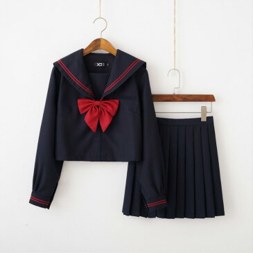 2019秋冬新登場 ★数量限定!ネイビー 学生服 上下セット セーラー服 長袖 セーター別売有 女子制服 JK制服 コスプレ 高校生 コスプレ可愛い レディース 衣装 学園祭 大人 クリスマス セーラー服 ハロウィン セクシー コスチューム衣装