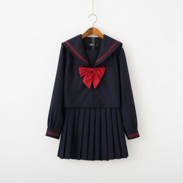 2019秋冬新登場 ★数量限定!ネイビー 学生服 上下セット セーラー服 長袖 セーター別売有 女子制服 JK制服 コスプレ 高校生 コスプレ可愛い レディース 衣装 学園祭 大人 クリスマス セーラー服 ハロウィン セクシー コスチューム衣装