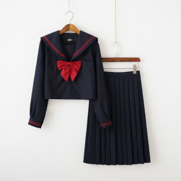 2019秋冬新登場 ★数量限定!ネイビー 学生服 上下セット セーラー服 長袖 セーター別売有 女子制服 JK制服 コスプレ 高校生 コスプレ可愛い レディース 衣装 学園祭 大人 クリスマス セーラー服 ハロウィン セクシー コスチューム衣装