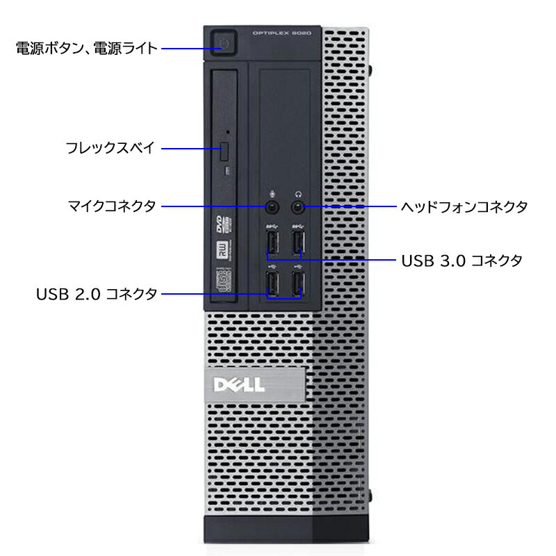 大画面24インチ液晶セット【第四世代Core i7 大容量SSD新品240GB+HDD500GB 大容量8GBメモリ USB3.0 光学ドライブ DisplayPort 正規版Office付き】中古パソコン デスクトップ デル DELL OptiPlex 3020/7020/9020 SFF Windows7/Windows10選択可能 インストール済み