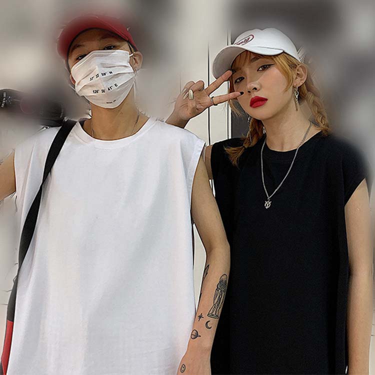 男女兼用 Tシャツ ノースリーブ タンクトップ メンズ レディース おしゃれ ドライ ファッション カットソー 袖なし カップルコーデ 夏 無地 黒 白 運動 ...