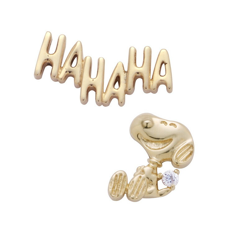 スヌーピー ピアス レディース SNOOPY PEANUTS HAHAHA&Laughing K10YG イエローゴールド ダイヤモンド0.01ct ジュエリー...