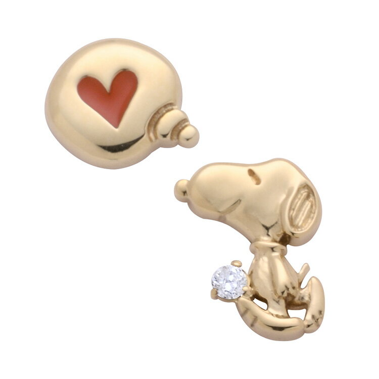 スヌーピー ピアス SNOOPY PEANUTS ふき出し＆ウォーキング K10YG イエローゴールド ダイヤモンド0.01ct ジュエリー ファッション アクセサリー レディース KPRA0005 正規品 スヌーピー グッズ 大人 向け