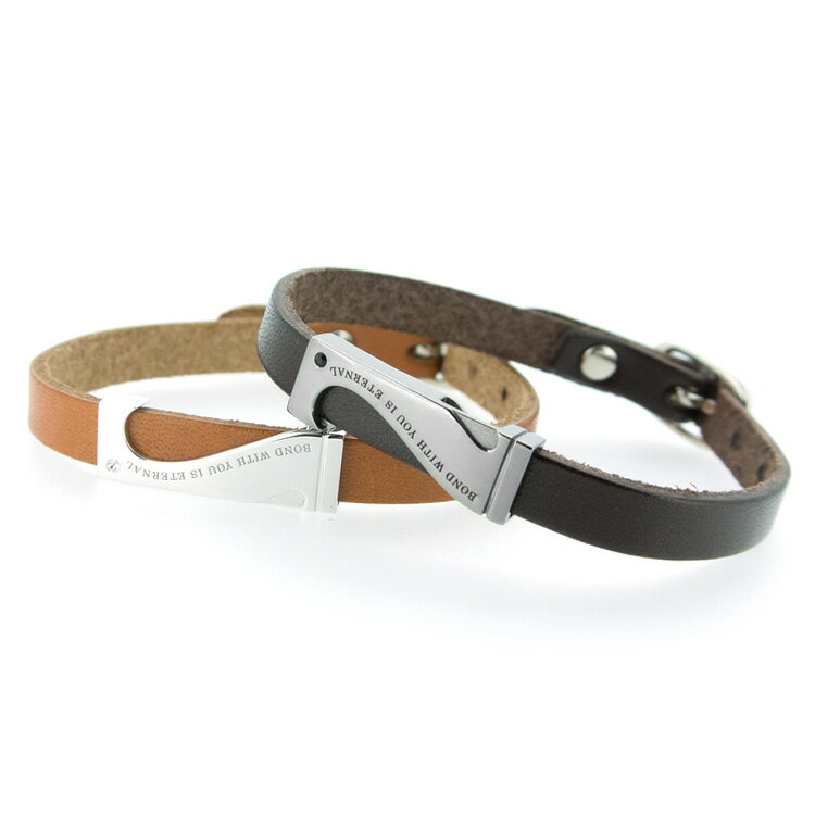 ペアブレスレット 栃木レザー クロストゥーミー ハート スワロフスキー シルバー アクセサリー カップル ペア ブレス メッセージ入り SBR13-039 SB...