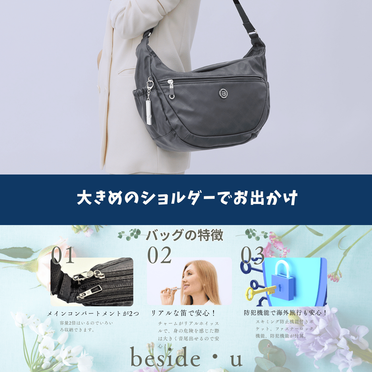 ショルダーバッグ 斜めがけ レディースバッグ 海外旅行一泊旅行 ポケット たくさん バッグ ナイロン BNU-2325L海外旅行一泊旅行 便利グッズ B5ファイル対応 スキミング防止機能水 通勤バッグ ビジネスバッグとしても使えます。 hedgren-10002319 アルシェ 〜Arche Selection〜 サンプル画像2