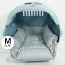 ペットが喜ぶ キャリー クッション ベッド 10オンス ヒッコリー デニム サックス Mサイズ / ヘレンズ ペットベッド 犬 猫 キャンピング ペット クレートマット クレートクッション クレートベッド