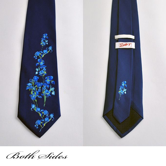 ブルーの美しい花が際立ったデザインのネクタイです。アートネクタイ/ハワイアンネクタイ/フラワーネクタイ//ジョークネクタイ/トミーバハマ/