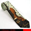 CLASSICALと入ったオーケストラの中のバイオリンを第一モティーフにしたミュージックネクタイです。☆面白ネクタイ／音符ネクタイ／ミュージックネクタイ／ジョークネクタイ／
