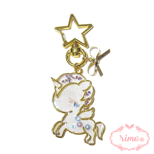 ＼10%OFF／ ユニコーン りぼん 星 チャーム 大人 キーホルダー かわいい おしゃれ プレゼントに人気 メ..
