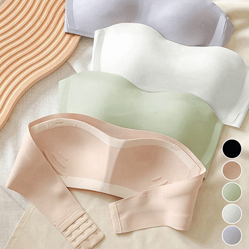 ＼クーポン配布／ ストラップレスブラ盛れるずれない落ちない 韓国風 無地 シームレス トップブラ 谷間..