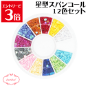 \クーポン配布/ スパンコール 星 12色 径約2.5mm レジン パール ネイル 装飾 付属品 不透明 ガラスカボション アクセサリーパーツ 埋め込み 封入資...