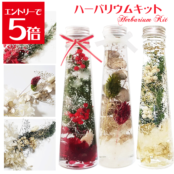 ＼10％OFF／ ハーバリウム キット クリスマス キット 送料無料 1本分 選べる3色 花材 セット ボトル ピンセット オイル 花材 瓶 プリザーブドフラワー ハーバリウムキット セット お家時間 Atelier memi アトリエメミ