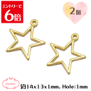 \クーポン配布/ 星 スター ゴールド 14x13x1mm 穴:1mm 2個入り 金属パーツ アクセサリーパーツ DIY Atelier memi アトリエメミ