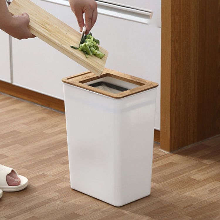 ゴミ箱 木製蓋 ごみ袋が見えない スリム 北欧風 角型 ダストボックス おしゃれ ナチュナル 木目 ウッド オフィス リビング 寝室 洗面所 会議室 モダン 高級感 洗える ごみ箱 ごみばこ くずかご ゴミ袋 隠せる 新生活 白 [3]