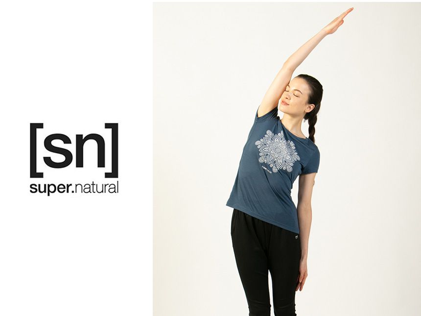 スーパーナチュラル ヨガウェア [sn] super.natural W マンダラTee 日本正規品 W MANDALA TEE 20FW ヨガトップス Tシャツ 半袖 トップス ジム フィットネス トレーニング SNWP03006「SK」_L《01105》