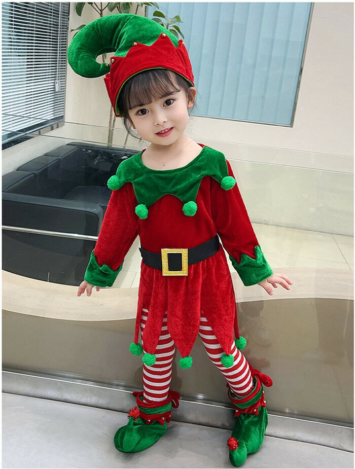 送料無料 人気 クリスマス 衣装 3点セット 女の子 子供服 キッズ ベビー サンタ コスプレ 仮装 新品 可愛い 女児 おしゃれ 長袖 トップス 靴下 帽子 セット レッド 80 90 100 110 120 130 140 150 お手頃 セール中