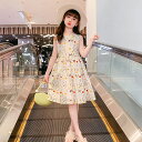 送料無料 ワンピース 女の子 子供ドレス 夏着 韓国子供服 花柄 ノースリーブ ワンピース キッズ用 可愛い 七五三 ドレス おしゃれ 人気 綿 着心地良い 1...