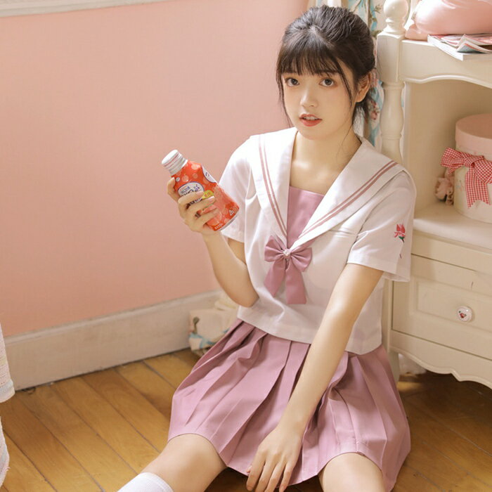 送料無料 女性 レディース 2点セット 夏着 トップス スカート セーラー服 コスプレ 衣装 コスチューム 学生 撮影 仮装 jk 制服 ゴスロリ ロリータ ゴシック 可愛い お遊戯会 イベント衣装 ピンク S M L LL エロ 大人