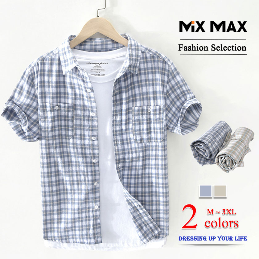 カジュアルシャツ チェックシャツ ワークシャツ チェック柄 半袖 シャツ メンズ レディース レギュラー..