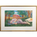 絵画 鈴木亜夫 『婦人像・草上婦人』 人物 夏 明るい 淡い 渡世 美術品 アート すずきつぐお
