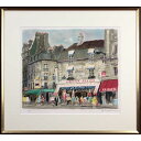 絵画 児玉幸雄 リトグラフ 版画 『街角のピッツェリア』 人々 街 風景 外国風景 カラフル 賑やか 美術品 アート こだまゆきお