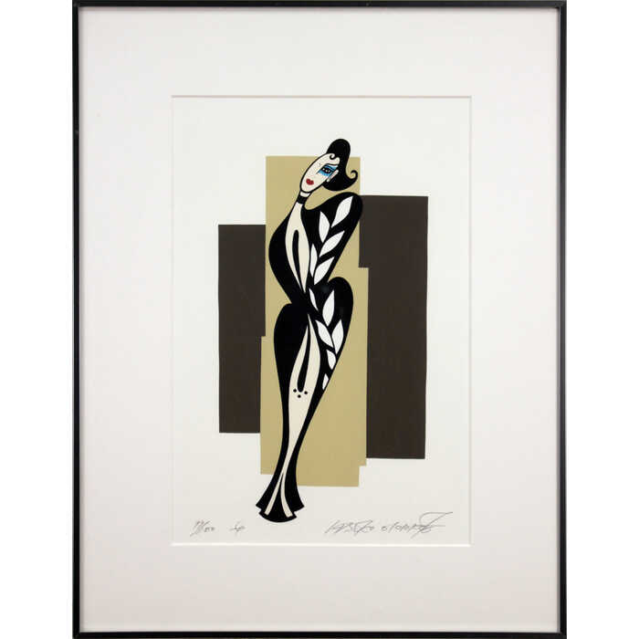 絵画 岡本敦子 シルクスクリーン 版画 『女』 人物 抽象 美術品 アート おかもとあつこ