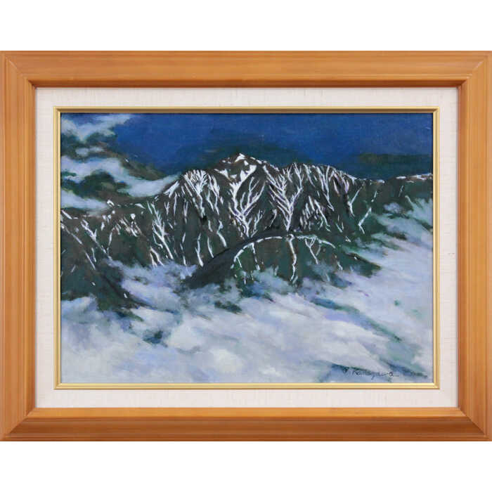 絵画 金澤巌 油絵・油彩画 『上空からの芦別岳』 山 自然 雪 風景 北海道風景 力強い 一点物 美術品 アート かなざわいわお