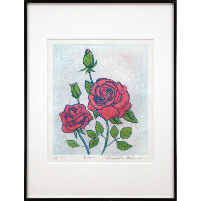 絵画 三浦寿美子 銅版画 『Rose』 花 静物 美術品 アート みうらすみこ