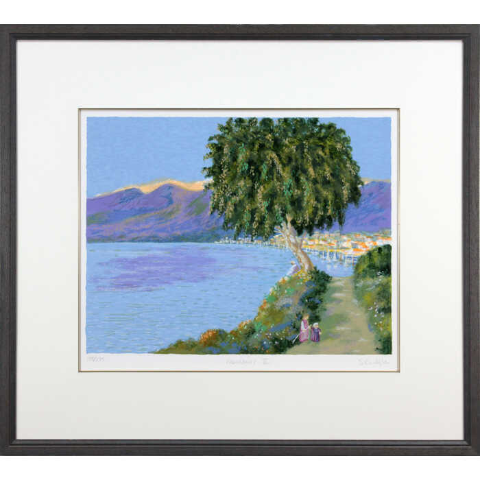 絵画 カーライル リトグラフ 版画 『メモリーズ2』 山 木 海 自然 風景 外国風景 メルヘン 優しい 可愛らしい 明るい 淡い 美術品 アート