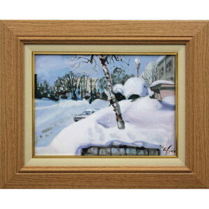 絵画 阿部乙人 油絵・油彩画 『教文会館のあたり』 木 街 雪 風景 冬 北海道風景 渡世 一点物 美術品 アート ご贈答品 ギフト あべおつんど