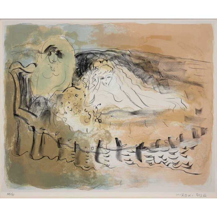 絵画 織田廣喜 リトグラフ 版画 『二人の女性』 人物 渡世 美術品 アート おだひろき