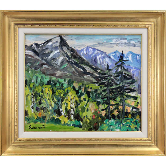 Rakuten - 絵画 坂元輝行 油絵・油彩画 『大雪山黒岳』 山 木 自然 風景 北海道風景 夏 一点物 美術品 アート さかもとてるゆき