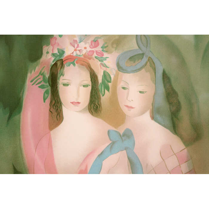 絵画 マリー・ローランサン リトグラフ 版画 『ブルーのリボン』 人物 美人 優しい...