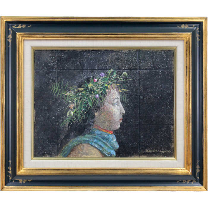 Rakuten - 絵画 輪島進一 油絵・油彩画 『少女』 人物 顔 幻想的 一点物 美術品 アート わじましんいち