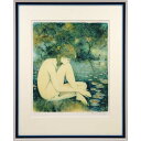 絵画 ベルナール・シャロワ リトグラフ 版画 『裸婦』 木 湖 裸婦 幻想的 穏やか 美術品 アート