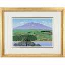 絵画 小暮真望 シルクスクリーン 版画 『秋色の利尻山』 山 木 森 空 自然 風景 北海道風景 明るい 淡い 生き生き 美術品 アート こぐれしんぼう