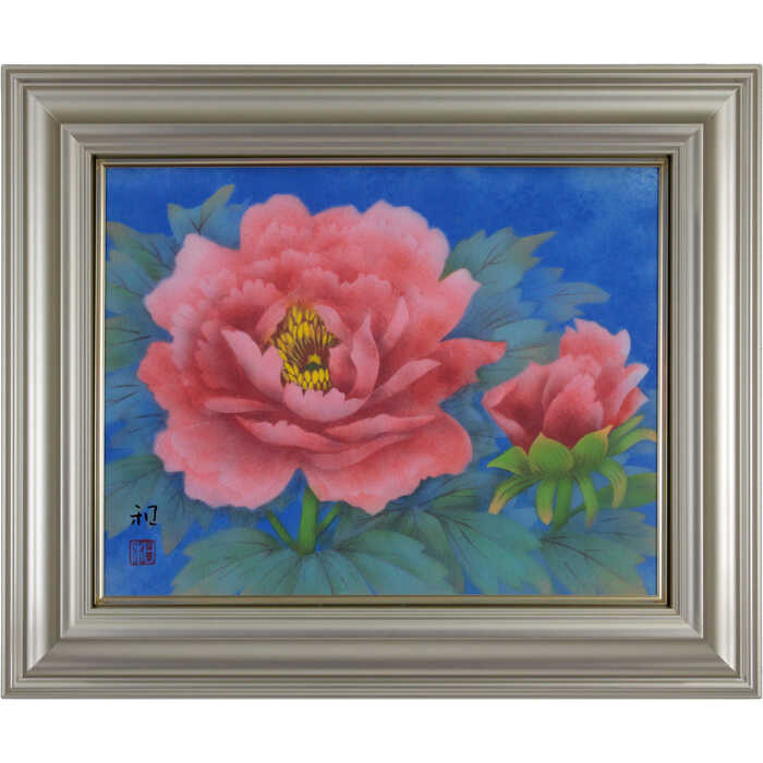 咲き始めの豪華な牡丹の花ジクレー版画に手彩色技法：版画作品サイズ：F6号額のサイズ：高さ46cm×幅55cm×奥行き5.0cm作品の状態：良好です笠井和（KASAI Kazu）本号：利之1917岐阜県生まれ日展中日賞入選20回、日春展入選9回、院展入選2回、文部大臣賞受賞、紺綬褒章、岐阜県芸術文化顕賞＜所属＞日展会友＜特徴＞加藤栄三に師事＜作品収蔵＞外務省注意事項：お使いのモニターの発色具合によって、実際のものと色が異なる場合がございます。