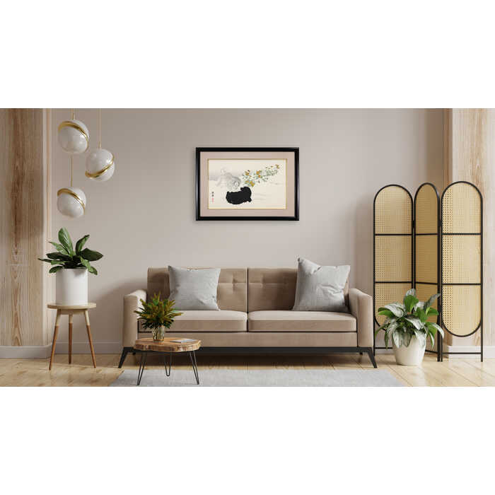 絵画 円山応挙 木版画 『雪中狗児』 動物 犬 花 雪 風景 冬 生き生き 美術品 アート まるやまおうきょ